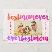 最高のMom Everカラフル Brashed Script写真モダン Photo カード (正面)