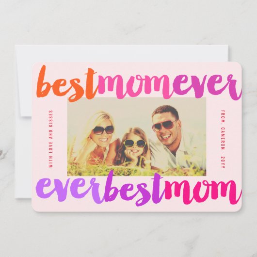 最高のMom Everカラフル Brashed Script写真モダン Photo カード (正面)