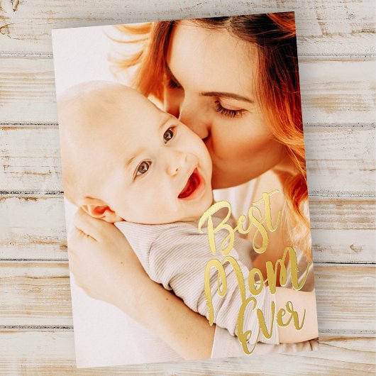 最高のMom Everシンプルモダンカスタム写真 箔シーズンカード
