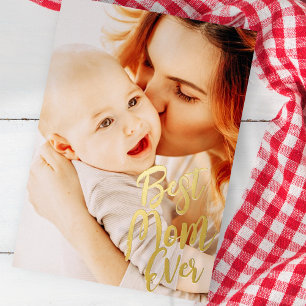 最高のMom Everシンプルモダンカスタム写真 箔シーズンカード