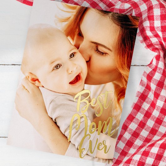 最高のMom Everシンプルモダンカスタム写真 箔シーズンカード