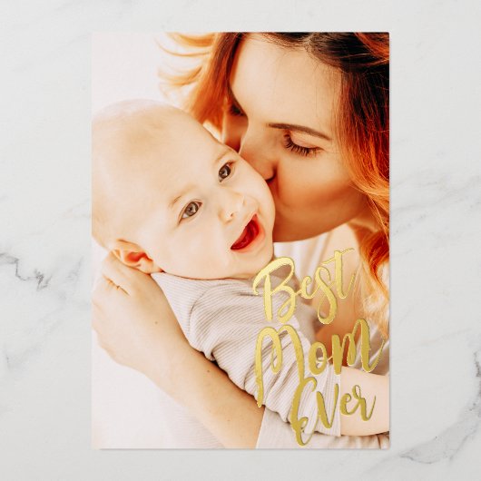 最高のMom Everシンプルモダンカスタム写真 箔シーズンカード (正面)