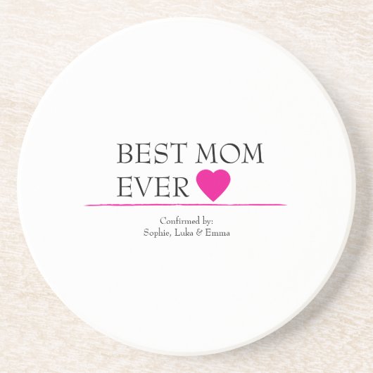 最高のMom Everハートコースター – パーソナライズされた コースター (正面)