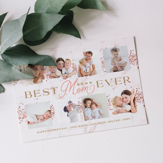最高のMom Everバラグリッター8 Photo Collage Card カード