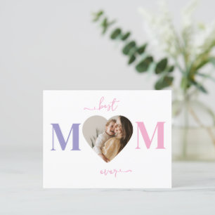 最高のMom Everパーソナライズされたハート写真はがき シーズンポストカード