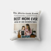 最高のMom Everパーソナライズされた Newsletter写真 クッション (正面)