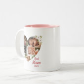最高のMom EverフローラエレガントハートPhoto Collage ツートーンマグカップ (正面左)