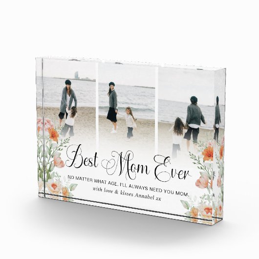 最高のMom Everフローラコラージュのガラスブロック フォトブロック (右)