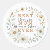 最高のMom Everフローラ | 母の日の贈り物 ラウンドシール (正面)