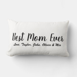 最高のMom Everホワイト黒のスクリプトパーソナライズされた文字 ランバークッション
