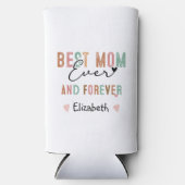 最高のMom EverレトロスクリプトGroovy Mother's day スリム缶クーラー (正面)