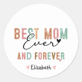 最高のMom EverレトロスクリプトGroovy Mother's day ラウンドシール