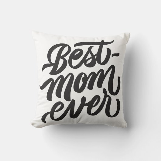 最高のMom Ever手書きスクリプトタイポグラフィ クッション (正面)