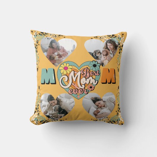 最高のMom Ever数々のハート形状フリース空白の クッション (正面)