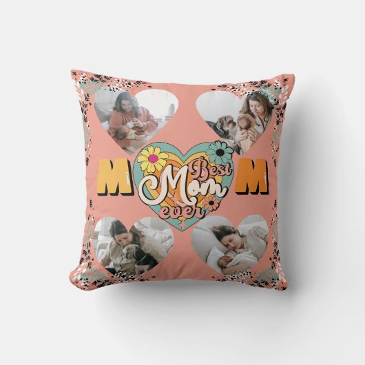 最高のMom Ever数々のハート形状フリース空白の クッション (正面)