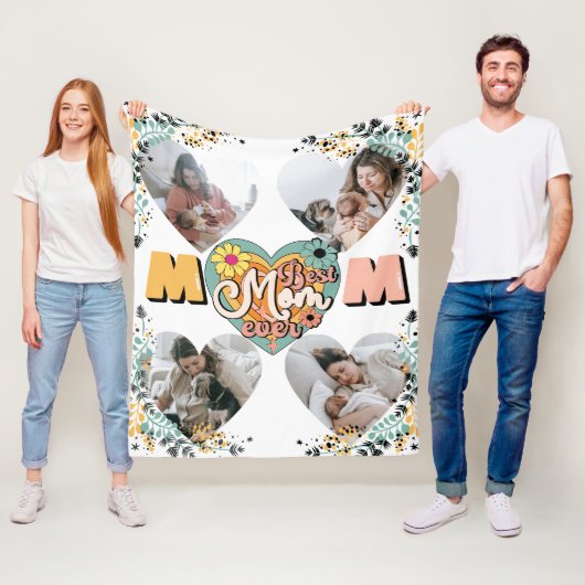 最高のMom Ever数々のハート形状フリース空白の フリースブランケット (インサイチュ)