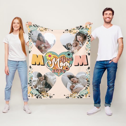 最高のMom Ever数々のハート形状フリース空白の フリースブランケット (インサイチュ)