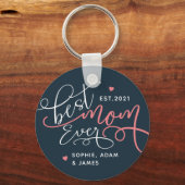 最高のMom Ever書道スクリプトKeychain キーホルダー (正面)