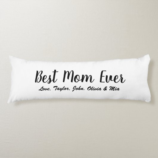 最高のMom Ever白黒カスタムスクリプトかわいい ボディピロー (正面)