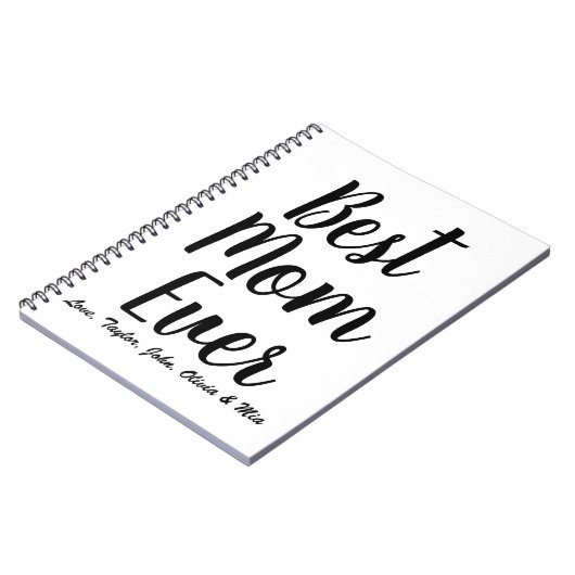 最高のMom Ever白黒カスタムスクリプトエレガント ノートブック (左側)