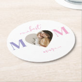 最高のMom Ever紙コースター – カスタムハート写真 ラウンドペーパーコースター (アングル)