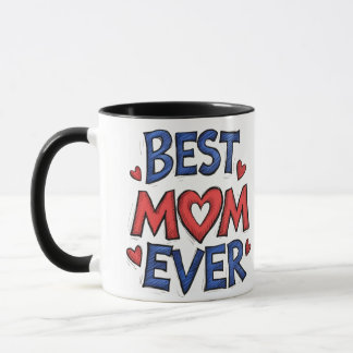 最高のMom Ever素朴タイポグラフィとハート マグカップ