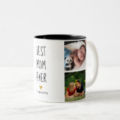最高のMom Ever金ゴールドハート4 Photo Collage ツートーンマグカップ (正面右)
