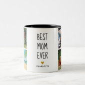 最高のMom Ever金ゴールドハート4 Photo Collage ツートーンマグカップ (中央)