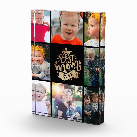 最高のMom Ever金ゴールドレタカスタムリンCollage写真B フォトブロック (右)