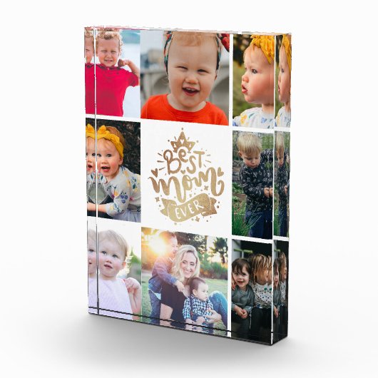最高のMom Ever金ゴールドレタカスタムリンCollage写真B フォトブロック (右)