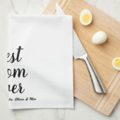 最高のMom Ever金ゴールド白黒カスタムスクリプト文字 キッチンタオル (四つ折り)