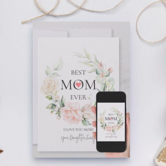 最高のMom Ever-カラフルフローラリース2 シーズンカード