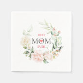 最高のMom Ever-カラフルフローラリース2 スタンダードカクテルナプキン (正面)