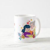 🌈 最高のMom Ever - カラフル Cartoon Hug Mug 🌈 コーヒーマグカップ (正面右)