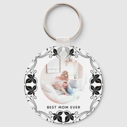 最高のMom Ever - シンプルPhoto Frame Keychain キーホルダー (正面)
