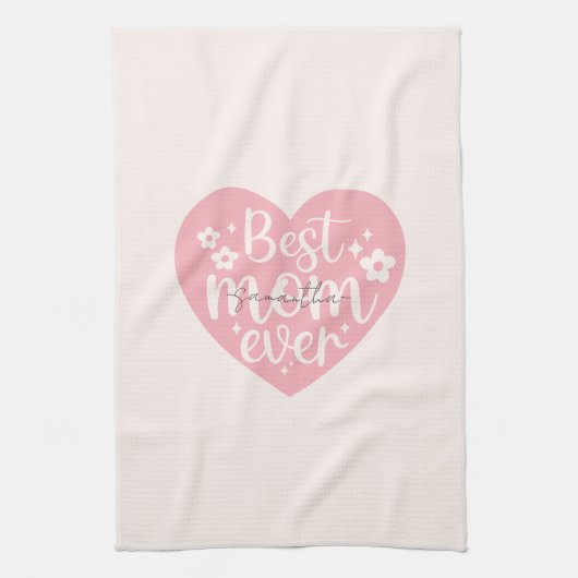 最高のMom Ever -ハート キッチンタオル (縦)