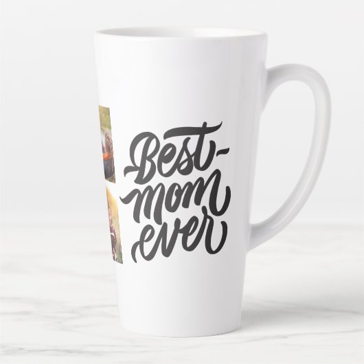 最高のMOM EVER パーソナライズされた 6フォトコラージュ カフェラテマグ (右)