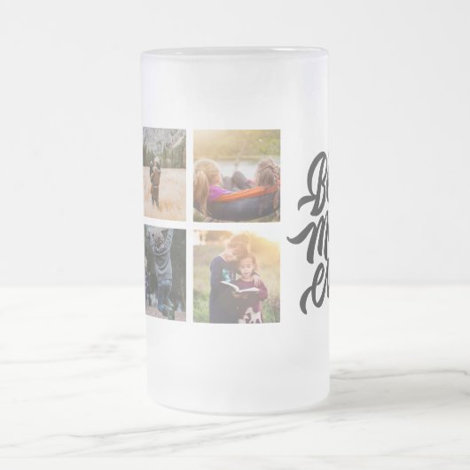 最高のMOM EVER パーソナライズされた 6フォトコラージュ フロストグラスビールジョッキ (中央)