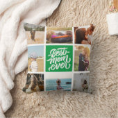 最高のMom Ever パーソナライズされた Photo Collage Green クッション (ブランケット)