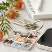 最高のMom Ever パーソナライズされた Photo Collage Orange キーホルダー (正面右)