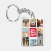 最高のMom Ever パーソナライズされた Photo Collage Red キーホルダー (正面左)