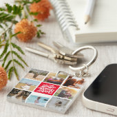 最高のMom Ever パーソナライズされた Photo Collage Red キーホルダー (正面右)