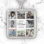 最高のMom Ever モダン Photo Collage Instagram シルバープレートネックレス<br><div class="desc">母の日のための完璧な贈り物：あなたの写真に囲まれたスクリプトとモダンタイポグラフィのことわざ最高の「Mom Ever」を特徴とする甘いデザインお気に入りの。</div>