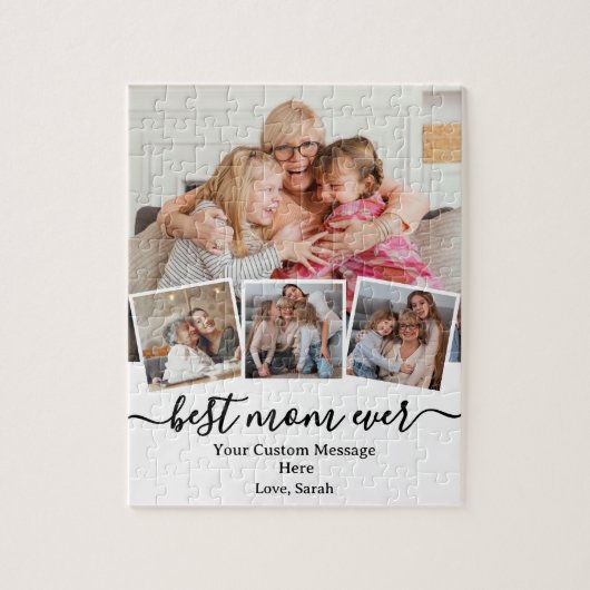 「最高のMom Ever」写真とメカスタムッセージ付き ジグソーパズル (縦)