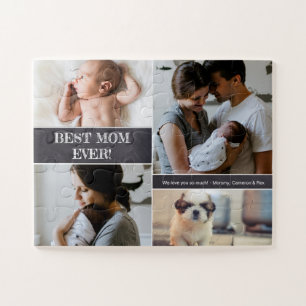 「最高のMom Ever」写真パーソナライズされたコラージュ家族 ジグソーパズル