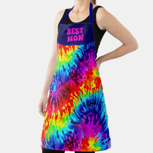 「最高のMOM EVER」動的カラータイ染色デザイン エプロン (インサイチュ)