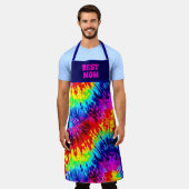 「最高のMOM EVER」動的カラータイ染色デザイン エプロン (着用した状態)