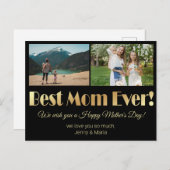 「最高のmom ever」金ゴールドブラック2枚コラージュ ポストカード (正面/裏面)