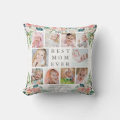 最高のMOM EVER 10フォトコラージュフローラカスタム文字 クッション (正面)