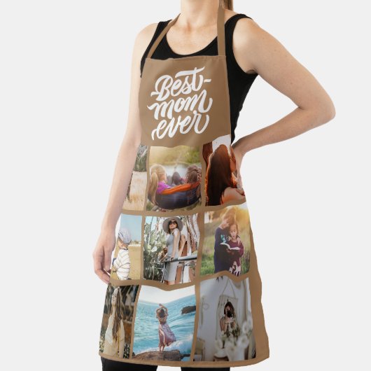 最高のMom Ever 12パーソナライズされたフォトコラージュ茶 エプロン (インサイチュ)